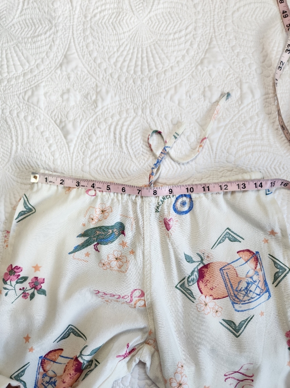 Women's Cream Printed Wide-Leg Lounge Pants - Picture 7 of 14